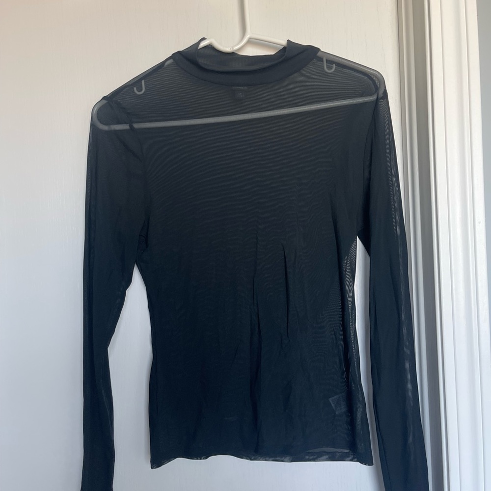 Black mesh mock neck